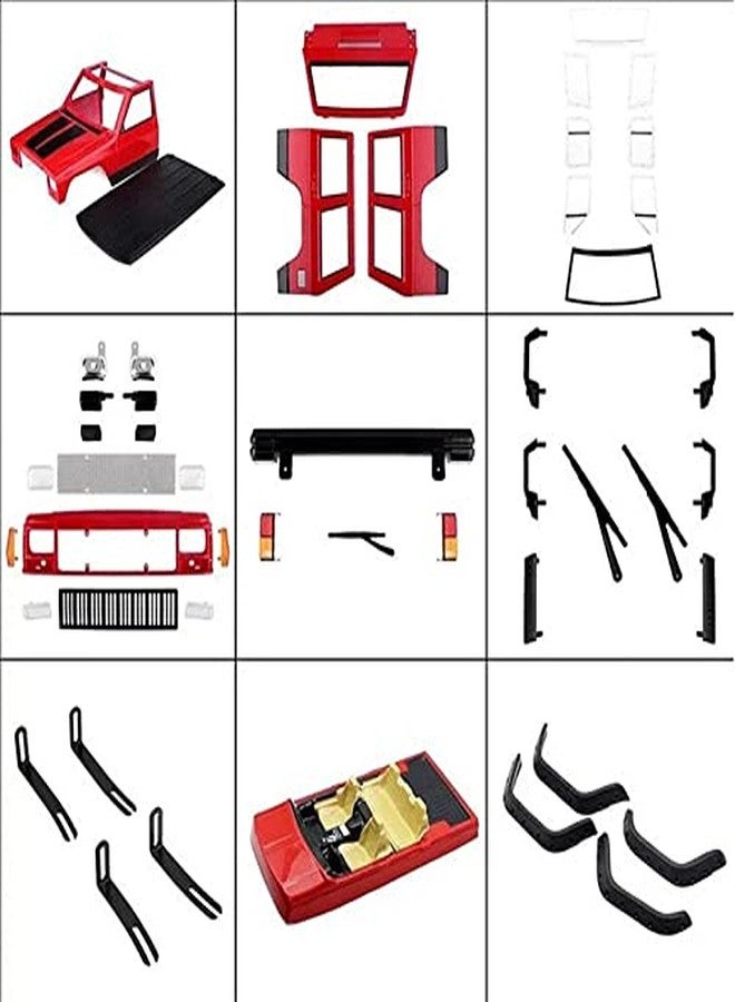 YSKMLOLP RC Car Hard Body Shell Kit,313mm Wheelbase Cherokee Body Car Shell for 1/10 RC Crawler Axial SCX10 & SCX10 II 90046 90047 TRX4 Kit (Red) - Image 3